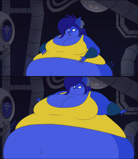 big_breasts blueberry_inflation breasts cleavage female furry huge_breasts inflation lj_caffie tagme thick_thighs wide_hips