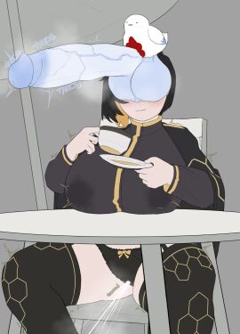 balls balls_on_face binah binah_(project_moon) bird breasts chubby chubby_female confusedsabron fat_bitch fat_fuck female huge_breasts hyper_penis lactation_through_clothes library_of_ruina limbus_company lobotomy_corporation male musky_cock orgasm_without_stimulation penis project_moon punidih_bird punishing_bird small_but_hung squirting tea tea_cup thighhighs