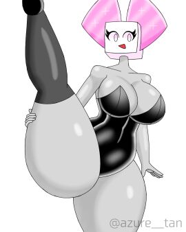 1girls 5_fingers artist_name asthma_tan background black_suit breasts clothed clothed_female cube_head cube_humanoid female female_focus female_only fingers gray_skin grey_body hand_on_thigh highres huge_breasts huge_thighs large_breasts leggings leotard oc open_mouth original original_character purple_eyes simple_background solo solo_female spura_(asthma_tan) tagme thick_thighs thighhighs thighs thunder_thighs tongue twitter_username vertical_splits watermark white_background