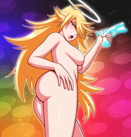 1girls 2025 2d 2d_(artwork) angel angel_girl artist_name ass big_ass big_butt blonde_hair blue_eyes breasts butt casual completely_nude female female_only firearm gun hair_over_one_eye halo handgun heroine light-skinned_female light_skin long_hair looking_at_viewer looking_down medium_breasts no_sex nude nude_female pale-skinned_female pale_skin panty_&_stocking_with_garterbelt panty_anarchy pistol sideboob solo solo_female starry_background walkingdeadmann weapon