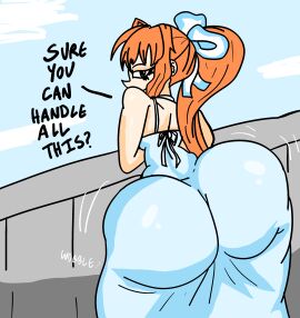 atompunk456 doki_doki_literature_club huge_ass monika_(doki_doki_literature_club) shaking_ass sundress teasing twerking