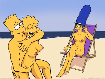 1boy 20th_century_fox 20th_century_studios 2girls aged_up bart_simpson beach beach_chair blue_hair blush breasts brother_and_sister female fingering fingering_pussy human human_on_human incest lisa_simpson lockandlewd looking_at_another male male/female marge_simpson mother_and_children nipples nude nude_female nude_male ocean open_mouth outdoors parental_approval pearl_necklace pussy smile straight the_simpsons yellow_skin