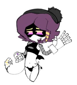 1girls 2d bat bat_wings bikini breasts cyn_tail_(murder_drones) female female_only humanoid kiwixen murder_drones perky_breasts petite robot robot_girl robot_humanoid screen_face solo solo_focus uzi_(murder_drones)