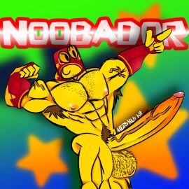 1boy armwear artist_name balls biceps big_muscles block_tales buff character_name digital_drawing_(artwork) digital_media_(artwork) gloves hairy_balls hairy_chest hyper_penis large_penis luchador male male_only mask medsyourkit muscles noob noobador noobador_(block_tales) penis pubes roblox roblox_game robloxian self_upload tagme tight_ass vein veiny_muscles veiny_penis wrestler wrestling_mask