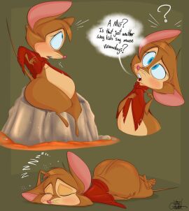 2024 anthro ass belly big_ass big_butt big_ears blue_eyes blush bottom_heavy brown_body brown_fur buckteeth cloak cloak_only clothing dialogue don_bluth english_text female fur hi_res huge_ass huge_butt lying mammal mature_female metro-goldwyn-mayer milf mouse mrs._brisby murid murine on_front onomatopoeia pear-shaped_figure question_mark rodent signature silentjack8 sitting sleeping snoring solo sound_effects speech_bubble surprised_expression tail teeth text the_secret_of_nimh thick_thighs whiskers wide_hips wood_mouse
