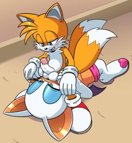 2_tails anilingus anthro balls bat canine cub erection face_sitting female female_rimming_male footwear fox handwear handwear_and_footwear_only hyoumaru male male_cub male_focus miles_prower miles_tails_prower multi_tail rimming rimming_male rouge_the_bat sitting_on_face sonic_(series) tail tails tails_the_fox young_anthro