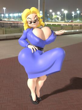 1futa 3d anthro ass big_breasts big_dick big_penis blonde_hair breasts dick erect_penis erection futanari glasses goof_troop high_heels intersex looking_at_viewer ms._pennypacker penis shocking_(artist) short_hair side_view smile