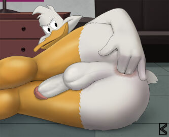 anal anal_fingering anal_masturbation anatid anseriform anthro anus ass avian backsack balls ballsack beak bird brouva darkwing_duck disney drake_mallard duck ducktales feathers fingering fingering_self genitals glans humanoid_genitalia humanoid_penis lying male male_only masturbation on_side penis perineum solo white_body white_feathers