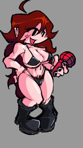 1girls adobe_animate_(artwork) agent_gf_(friday_night_funkin) animated auburn_hair bangs big_breasts bikini boots breasts female female_only friday_night_funkin friday_night_funkin_mod full_body girlfriend_(friday_night_funkin) grey_bikini half-dressed long_hair mature_female pale_skin pubic_hair red_hair solo solo_female thick_thighs