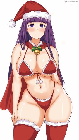 1girls adult adult_female bare_belly bare_chest bare_hands bare_hips bare_midriff bare_navel bare_shoulders bare_thighs belly belly_button bewitching_thighs big_breasts blunt_bangs blush blush_face blushing_at_viewer blushing_female breasts bust_cup busty busty_female child_bearing_hips christmas christmas_clothing christmas_hat christmas_headwear christmas_outfit cleavage collarbone curvaceous curvaceous_body curvaceous_female curvaceous_figure curvaceous_hips curvaceous_thighs curvy curvy_body curvy_female curvy_figure curvy_hips curvy_thighs eclypse exposed_arms exposed_belly exposed_chest exposed_hips exposed_midriff exposed_navel exposed_shoulders exposed_skin exposed_thighs female female_focus female_only fern_(sousou_no_frieren) groin high_resolution highres hourglass_figure huge_breasts large_breasts lean_figure leggings legs legwear lips long_hair looking_at_viewer mature mature_female midriff narrow_waist navel over-kneehighs plump_breasts purple-eyed_female purple-haired_female purple_eyebrows purple_eyes purple_hair shoulders simple_background slender_body slender_waist slim_waist solo sousou_no_frieren standing stockings thick_thighs thigh_highs thighhighs thighs upper_body white_background wide_hips