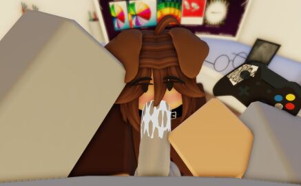 1boy 1girls 3d blowjob cum cum_in_mouth daughter dog_ears dog_girl female male penis roblox robloxian tagme tagme_(artist)