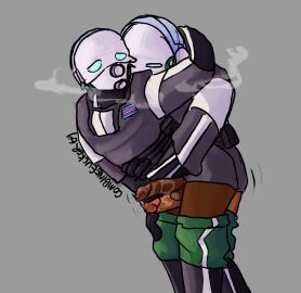 2d 2futas arm_around_partner civil_protection_(half-life_series) combinefucker69 futa_only futanari gas_mask half-life_(series) half-life_2 holding_onto_partner intersex intracrural mask masked pants_down penis thigh_sex trans_woman transfem transgender_flag transgender_pride_colors wet_penis