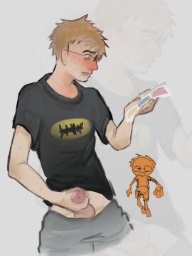 1boy bill_dickey brown_eyes brown_hair eltingville_club fapping glasses male the_eltingville_club