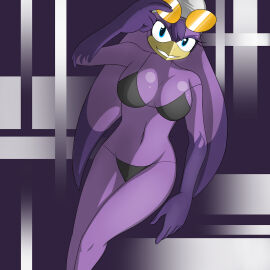 1:1 anthro avian bandana beak bikini bird blue_eyes bra breasts clothed clothing eyewear eyewear_on_head female glasses headkerchief hi_res hirundinid kerchief looking_at_viewer marik_azemus34 navel non-mammal_breasts off_shoulder oscine panties passerine purple_body sega smile solo sonic_(series) sonic_riders sonic_the_hedgehog_(series) sunglasses swallow_(bird) swimwear teeth underwear wave_the_swallow