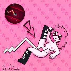 arrow ashley_(oddmod) blush boots breasts closed_eyes female geometry_dash internal_view lewdlacey lifting_leg naked oddmod pink_hair pink_pubic_hair pubic_hair pussy tagme vagina