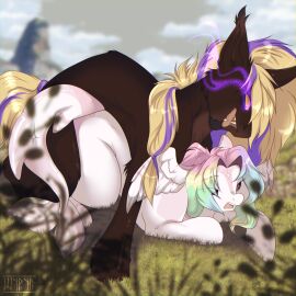 absurd_res ambiguous_penetration black_body black_fur blonde_hair blue_eyes blue_hair brown_body brown_fur cloud digital_media_(artwork) dodger_(shyryp) doggy_style dominant dominant_male duo equid equine fangs female female_penetrated feral feral_on_feral feral_penetrated feral_penetrating from_behind_position fur fur_markings grass green_hair hair hasbro head_wings hi_res looking_at_another male male/female male_penetrating male_penetrating_female mammal markings mountain multicolored_body multicolored_fur multicolored_hair my_little_pony mythological_creature mythology nude open_mouth orange_eyes penetration pink_body pink_fur pink_hair plant purple_hair rough_sex sex shark_tail shyryp sky tail teeth tobue tongue two_tone_body two_tone_fur unusual_wing_placement white_body white_fur wings