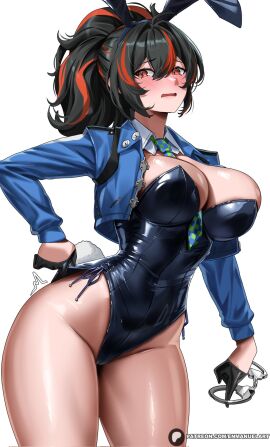 1girls ass ass_focus big_ass big_breasts big_thighs black_hair blush breasts bunny_ears bunnysuit enmanuelart20 female female_focus female_only gloves huge_ass huge_breasts huge_thighs large_breasts multicolored_hair new_eridu_public_security orange_eyes orange_hair tagme thick_hips thick_thighs thighs zenless_zone_zero zhu_yuan
