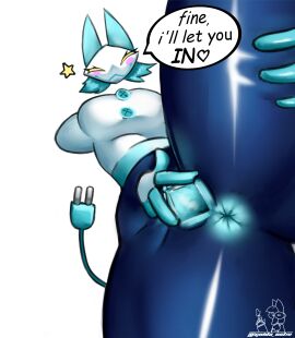 absurd_res anthro anus ass blue_body blush clothed clothing cord_tail deltarune digital_media_(artwork) ears_up empty_eyes english_text female floating_hands floating_head genitals gnida_nsfw hair hi_res legwear looking_at_viewer machine presenting presenting_pussy pussy robot simple_background smile smiley_face solo speech_bubble spread_legs spread_pussy spreading tail tasque_manager_(deltarune) teasing teasing_viewer white_background white_body yellow_eyes