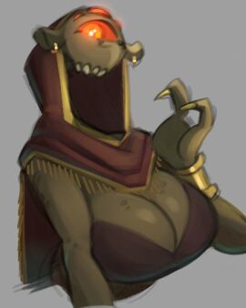 1girls 2024 2_fingers 2d accessory alien alternate_version_at_source anthro big_breasts big_eye bracelet breasts brown_body brown_skin bust_portrait claws cleavage cloak clothed clothing crossgender digital_drawing_(artwork) digital_media_(artwork) ear_piercing ear_ring female female_only female_vortigaunt fingers genderswap glowing glowing_eyes grey_background half-life half-life_(series) half-life_2 hood huge_breasts jewelry looking_at_viewer monotone_body monotone_skin multi_eye orange_eyes piercing portrait red_cloak red_clothing red_eyes red_sclera red_topwear rekkadraws ring ring_piercing rule_63 simple_background sketch solo solo_female teeth topwear valve vortigaunt