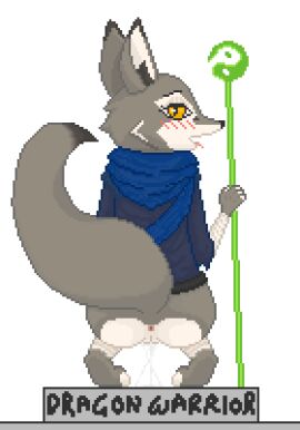 4_fingers animated anonymous_artist anthro aroused bodily_fluids bottomless canid canine clothed clothing corsac_fox digital_media_(artwork) dreamworks female fingers fox fur genital_fluids genitals kung_fu_panda mammal pixel_(artwork) pixel_animation pussy rear_view solo staff true_fox vaginal_fluids yellow_eyes zhen_(kung_fu_panda)