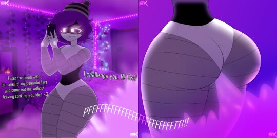 1girls 2d alternate_version_available ass ass_focus calling fart fart_cloud fart_fetish farting female female_focus female_only murder_drones naked nude nude_female purple_eyes purple_fart purple_hair robot robot_girl robot_humanoid samkeeydraws samkvevo solo stinky stinky_ass stinky_butt stinky_fart uzi_(murder_drones)