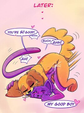 2boys anal anal_sex anthro anthro_on_anthro anthro_only anus artist_request ass blush burgleturts canine cat_boy cat_ears cat_tail catboy catnap_(poppy_playtime) critters_(poppy_playtime) cum cum_in_ass cum_inside dialogue dialogue_box dog_boy dog_ears dog_tail dogday_(poppy_playtime) feline fur furry furry_only gay male male/male male_only no_humans penetration penis penis_in_ass poppy_playtime poppy_playtime_(chapter_3) purple_body purple_fur sex smiling_critters tagme tail text yaoi