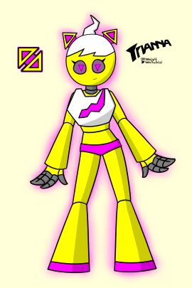 1girls artist_name artist_signature cube_79_(geometry_dash) cube_trianna_(yellolight) eyelashes female female_only geometry_dash name_drop newgrounds_username robot robot_girl trianna_(yellolight) twitter_username white_hair yellolight