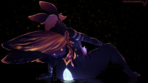 absurd_res anal anal_sex antennae_(anatomy) anthro anthro_penetrated arthropod ass back_wings black_sclera cozymun dildo dildo_in_ass dildo_insertion fur hair half-closed_eyes hi_res insect_wings insects lepidopteran lepidopteran_wings male male_penetrated moth narrowed_eyes object_in_ass penetration pink_hair purple_body purple_fur sex_toy sex_toy_in_ass sex_toy_insertion solo stomach_bulge wings