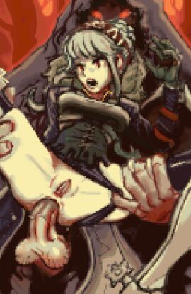 1boy 1girls anal drawthread_request female holding_up male panties_aside penis pixel_art princess pussy redlever royalty unicorn_overlord virginia_(unicorn_overlord)