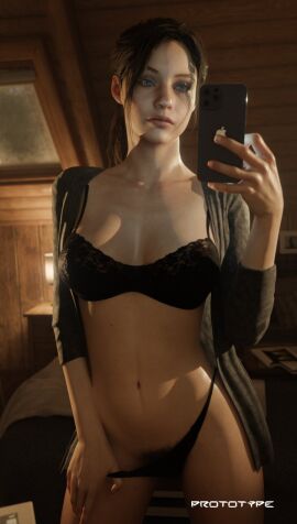 3d brown_hair busty capcom claire_redfield claire_redfield_(jordan_mcewen) female hourglass_figure long_hair prototype_(artist) resident_evil resident_evil_2 resident_evil_2_remake tagme wide_hips