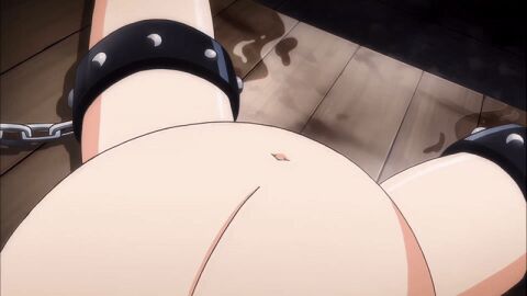 animated belly_movement big_belly bodily_fluids chained fetal_movement hongou_yukino kowaku_no_toki lying_on_back nude pregnant