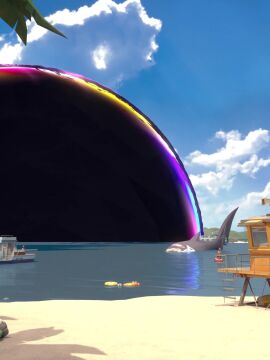 3d 3d_animation big_breasts breasts decodec ellen_joe giant_female giant_woman giantess large_boobs large_breasts light-skinned_female light_skin maid maid_headdress shark shark_girl shark_tail sharkgirl swimsuit swimwear tagme video