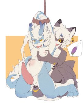 anal anal_sex animal_genitalia animal_penis anthro black_sclera blue_body bodily_fluids bondage bound cetacean_genitalia cetacean_penis chest_grab cum cum_pool dragon ear_piercing ear_tag ejaculation erection eye_roll fish from_behind_position genital_fluids genitals hair hands_above_head hands_tied hi_res kemono kneeling male marine mythological_creature mythological_scalie mythology navel nude orange_eyes penetration penis piercing restraints rope rope_bondage scalie senuo sex shark simple_background solo stomach_bulge tapering_penis tongue tongue_out waist_grab white_hair zhifeng