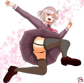 action_pose bagmozzarella blush d4dj female panties sakurada_miyu school_uniform schoolgirl stockings upskirt watermark