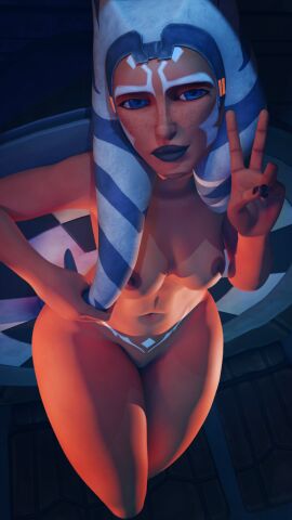 1girls 3d ahsoka_tano airress3d_(3d-modeller) alien female female_only filter orange_skin skywalkinace solo star_wars togruta