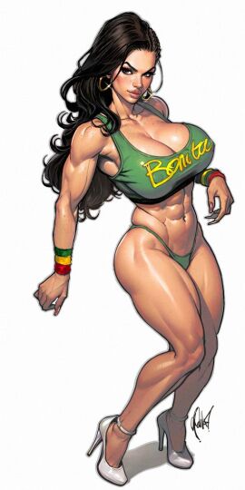 2d abs athletic athletic_female big_breasts brazilian brazilian_female breasts busty capcom cedric_poulat cleavage eyeliner eyeshadow female female_focus female_only fit fit_female full_body hourglass_figure laura_matsuda lipstick long_fingernails long_hair makeup mascara nail_polish navel standing street_fighter tagme wide_hips