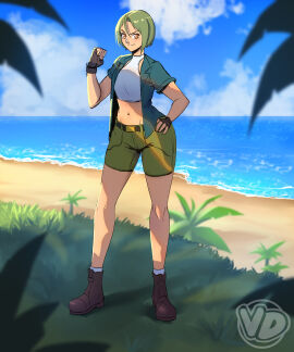 1girls artist_logo artist_name artist_signature athletic athletic_female beach belly belly_button bob_cut boots breasts brown_eyes clenched_fist closed_fist closed_hand clothed clothed_female clothing cloud colombian ear_piercing female female_focus fingerless_gloves flat_chest freckles front_view gesture gloves grass green_hair hand_on_hip hand_on_own_hip hips hispanic hispanic_virtual_youtuber in_shade indie_virtual_youtuber island latam_virtual_youtuber legs light-skinned_female light_skin long_legs midriff minecraft ocean open_shirt orange_eyes outdoors palm_tree ryumi ryumivt sand sea seaside shirt short-haired_female short_hair short_sleeves shorts small_breasts solo solo_female solo_focus standing thighs tropical twitch twitch.tv victory_pose virtual_youtuber vtuber waves yellow_eyes youtube youtube_hispanic