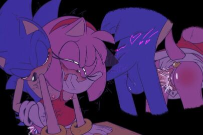 1boy 1girls amy_rose anthro anthro_on_anthro areolae artist_request ass balls blue_body blue_fur blush breasts breasts_out buttplug closed_eyes cum cum_in_pussy cum_inside female fingers_in_mouth from_behind looking_at_partner male nipples panties_aside partially_clothed penis pink_body pink_fur pussy skirt_up sonic_(series) sonic_the_hedgehog sonic_the_hedgehog_(series) tail testicles