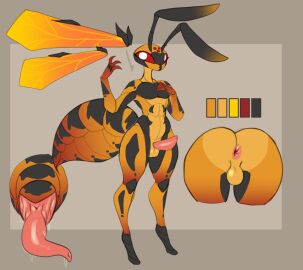 1boy antennae_(anatomy) anus arthropod arthropod_abdomen arthropod_abdomen_genitalia arthropod_abdomen_penis artlegionary ass balls big_ass big_butt big_penis erection fan_character genitals hi_res hymenopteran insects looking_at_viewer male original_character penis simple_background solo thick_penis thick_thighs wasp wide_hips wings