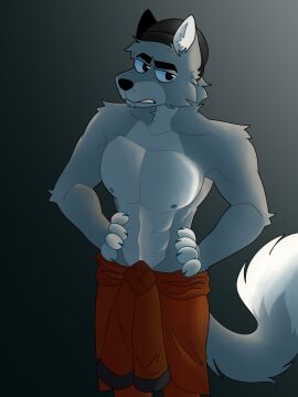 archie_(piggy) artic_fox boobs_out breasts breasts_out_of_clothes furry furry_breasts furry_male male male_boobs male_only muscles muscular muscular_chest piggy_(game) roblox roblox_game shirtless shirtless_male