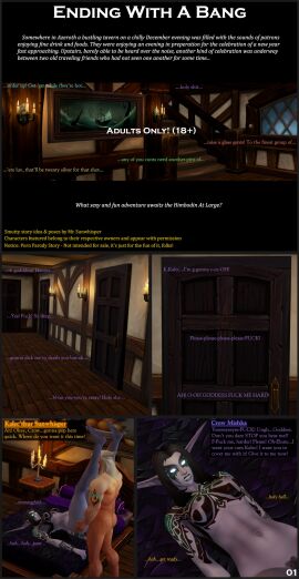 1boy 1girls 3d black_hair blizzard_entertainment blonde_hair blood_elf comic comic_page crow_(warcraft) dialogue female interspecies kalec_sunwhisper light-skinned_male light_skin male mr_sunwhisper night_elf original_character purple_skin pussy sex vaginal_penetration vaginal_sex warcraft world_of_warcraft