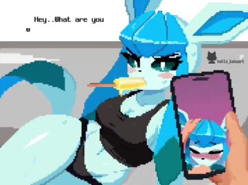 1boy 1girls 2026 animated anthro black_panties blue_body blush eeveelution english_text fellatio female generation_4_pokemon glaceon googlelover hotto_kakuart human human_on_anthro interspecies juxtaposition looking_at_viewer male mp4 nintendo panties penis pixel_animation pixel_art pixelated pokemon pokemon_(species) pokephilia popsicle shorter_than_10_seconds sound sound_edit straight sucking sucking_penis tagme tank_top text video watching_porn watching_sex