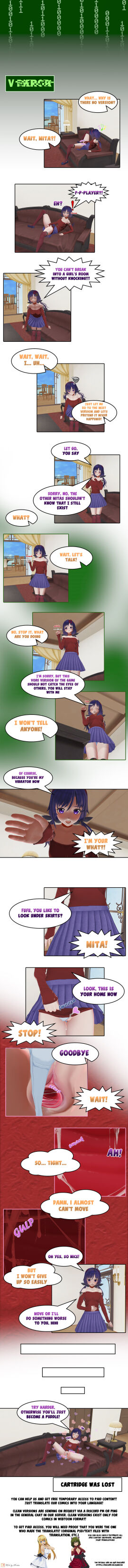 1boy 1girls 3d absurd_res blue_eyes blue_hair clothed comic dialogue english english_text extreme_size_difference female giantess henbor hi_res internal larger_female living_insertion long_image macro male male/female masturbation micro micro_male micro_on_macro miside mita_(miside) ponytail pov pov_eye_contact pussy pussy_juice pussy_juice_drip size_difference smaller_male unbirthing uncensored unwilling_prey unwilling_vore vaginal_insertion vore