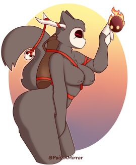 2023 anthro anthro_only antlers big_breasts breasts female furry grovetender hi_res lesser_wisp mask poisonmirror risk_of_rain risk_of_rain_2 solo solo_anthro thick_thighs