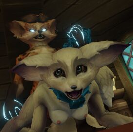 1boy 1girls 3d anthro bed blizzard_entertainment breasts chained chains female kingofdracthyr male naked naked_female naked_male nipples pointing_at_viewer pussy sex sex_from_behind straight tagme tongue tongue_out vaginal_penetration vulpera vulpera_female vulpera_male warcraft world_of_warcraft