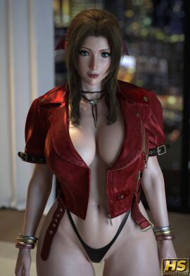 1girls 3d 3d_render aerith_gainsborough ass big_ass big_breasts breasts brown_hair female final_fantasy final_fantasy_vii final_fantasy_vii_remake green_eyes hagiwara_studio large_breasts long_hair thick_thighs