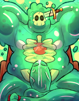 belly boy chair chubby chubby_belly chubby_male doug_(monster_prom) doug_campbell erect_penis erection fat fat_male fat_penis humanoid jelly kumasaturn2 larger_male larger_penis male male_only monster monster_camp monster_prom nipples non-human penis precum precum_drip sitting sitting_on_chair slime solo solo_focus solo_male veiny_penis