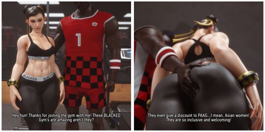 1boy 1girls 3d abs asian asian_female ass ass_grab big_ass big_butt blacked blacked_clothing chinese chinese_female chun-li clothed clothed_female clothed_male cuckold cuckold_pov currysfm dark-skinned_male dark_skin english_text female female_abs grabbing_ass huge_ass interracial light-skinned_female light_skin male muscular muscular_female netorare paag standing stealth_ass_grab street_fighter text
