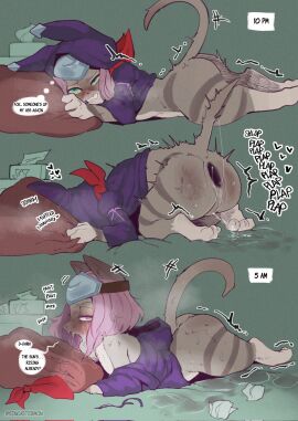 anal anal_insertion anal_orgasm anal_penetration anal_sex anthro anus biped bodily_fluids capcom dialogue ejaculation felid felyne female female_orgasm female_penetrated fur genital_fluids genitals grey_body grey_fur hair hi_res lynian male male/female male_penetrating male_penetrating_female mammal monster_hunter monster_hunter_stories_2:_wings_of_ruin non-euclidean_sex orgasm orgasm_face palico pink_hair portal_sex pussy pussy_ejaculation rear_view sex sincastermon solo sound_effects speech_bubble tail thinking_with_portals thought_bubble tsukino_(monster_hunter_stories) vaginal_fluids