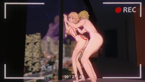 1boy 1girls 3d against_glass against_surface animated arm_tattoo ass_tattoo back_tattoo bleached bleachedphase blonde_hair blue_eyes braided_hair breast_tattoo faceless_male kaneko_lumi koikatsu leg_tattoo light-skinned_female light-skinned_male light_skin medium_breasts phase_connect phase_invaders recording sex sex_from_behind standing standing_sex tagme tattoos tothemoon video virtual_youtuber vtuber